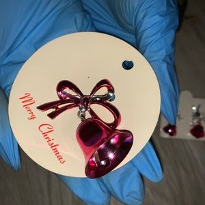 Vintage red Christmas bell brooch